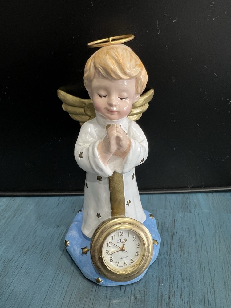 Vintage Elgin Standing Praying Angel Boy Clock
