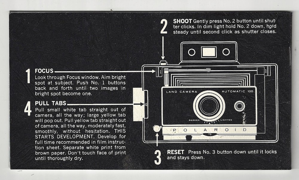 POLAROID AUTOMATIC 100 LAND CAMERA INSTRUCTION MANUAL SALE ~ PRISTINE CONDITION