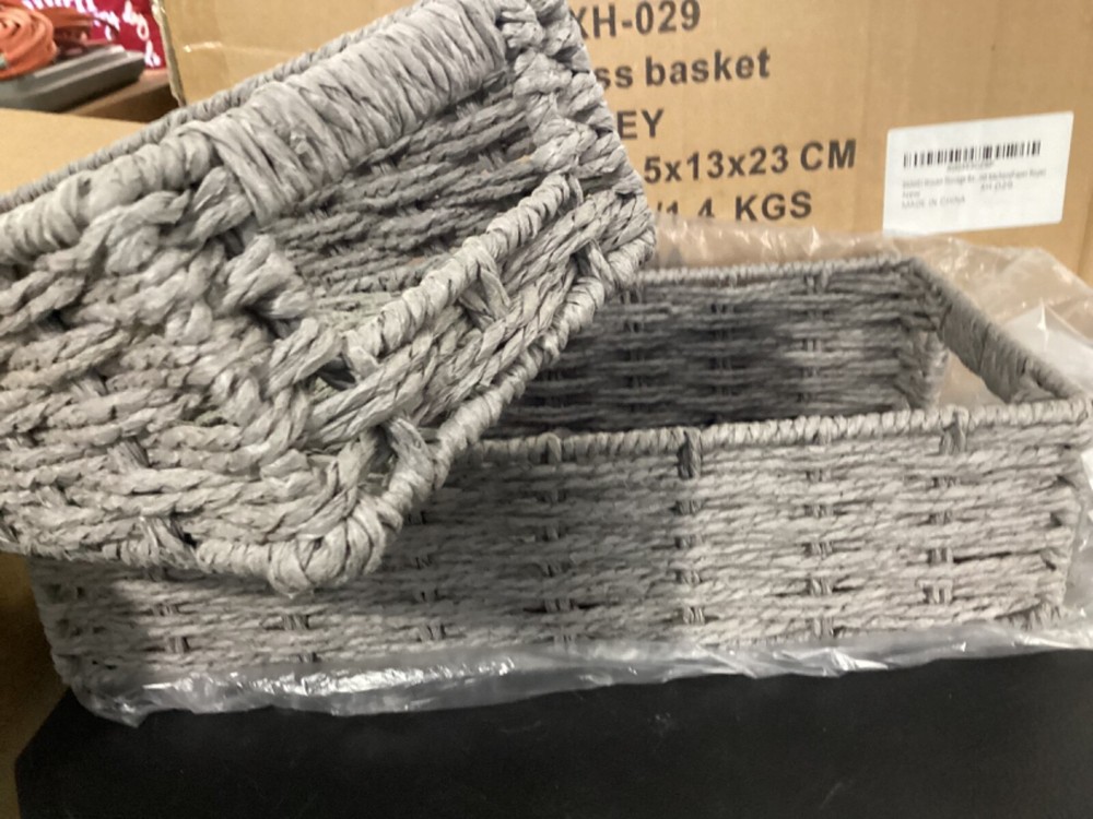 Gray Color Grass Woven Storage Bins 2)