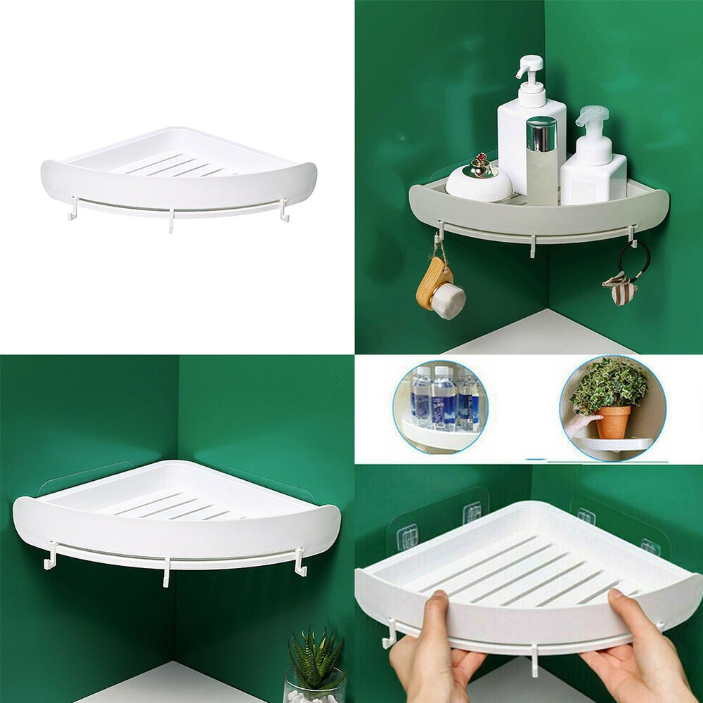 US 1-2Pc Triangular Shower Shelf Corner Storage Rack Bathroom Organizer Holder