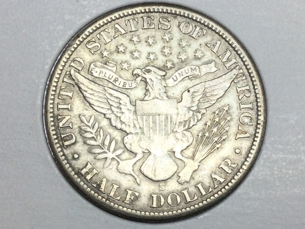 1900-S Barber Half Dollar in extra fine