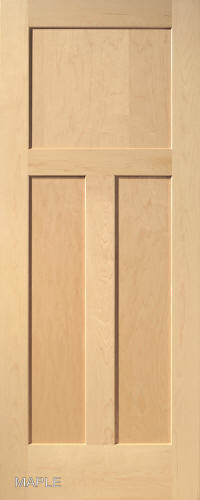 Maple 3 Panel Mission Shaker Flat Panel Stain Grade Solid Core Interior Doors