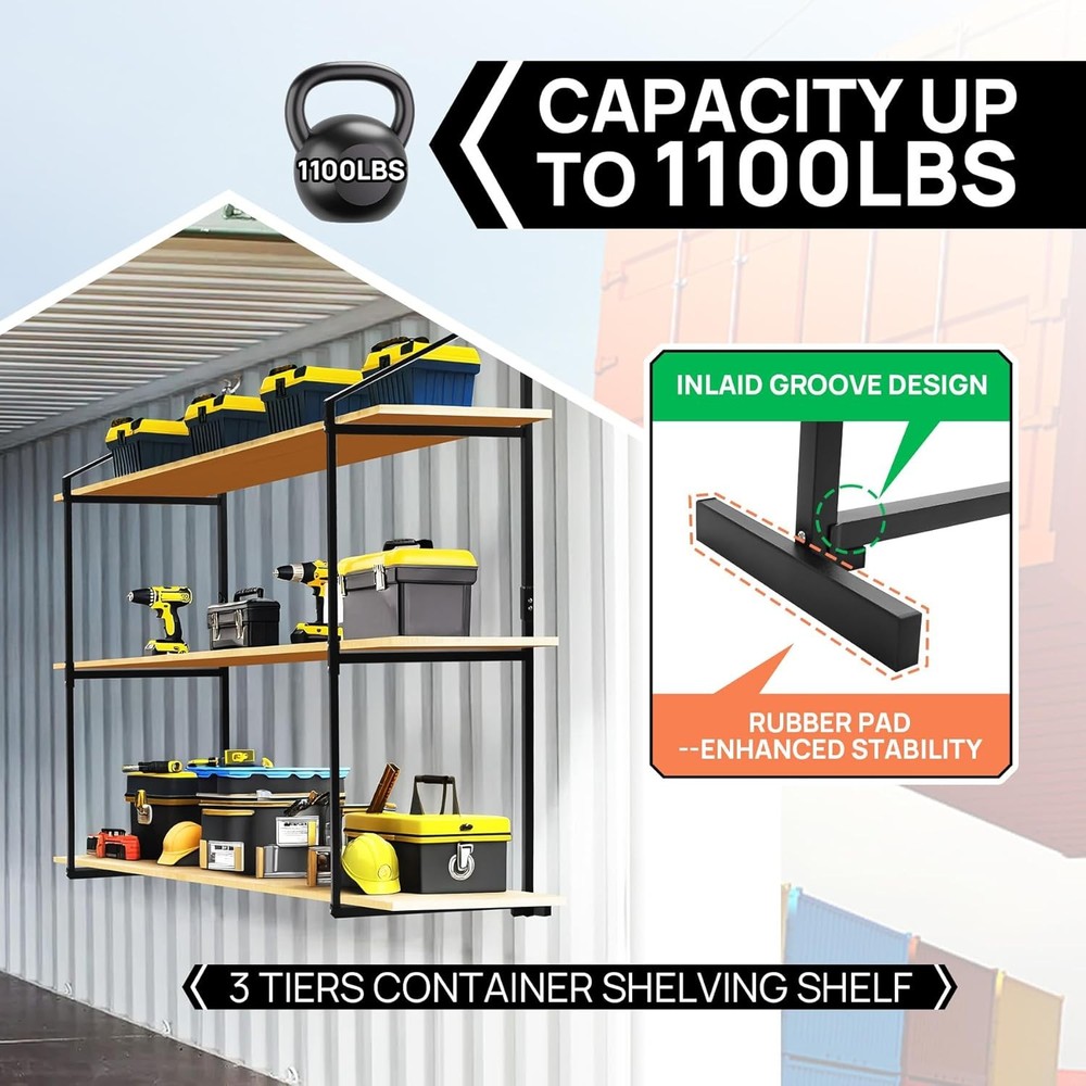 2 Pack Shipping Container Shelving Shelf Capacity up to 1100 lbs 3 Tier