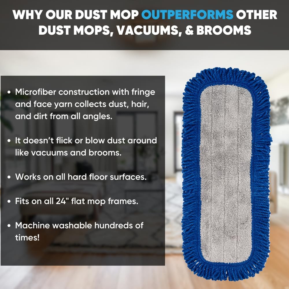 18" Mojave Microfiber Dust Mop Pads (Pack of 2) - Head & Refill for Microfibe...