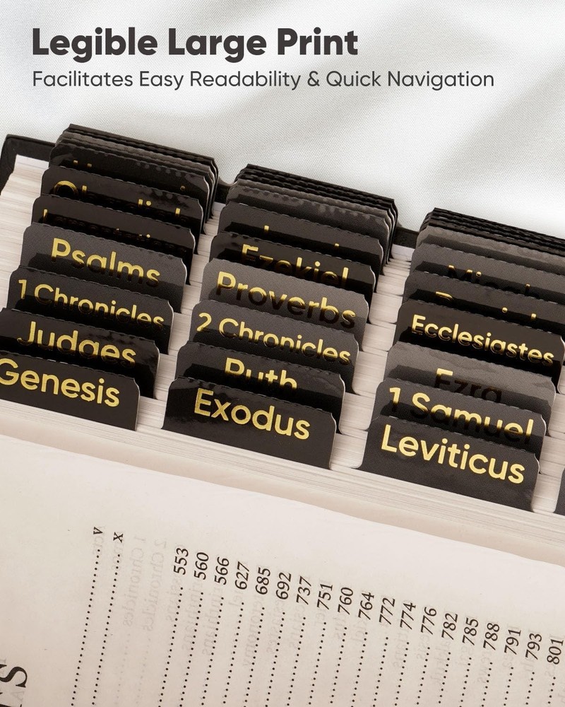 Bible Tabs 75 Large Print Bible Tabs & 1 Bookmark, Laminated - Bible Study