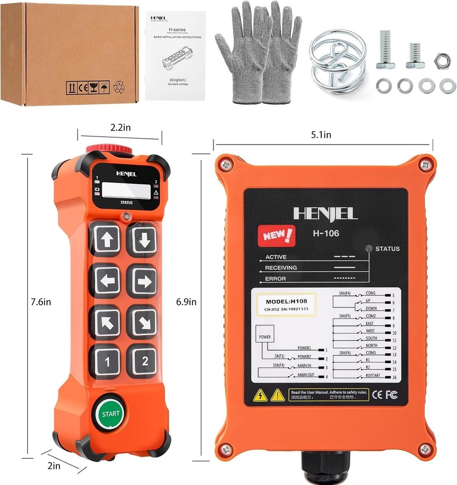 Ergonomic Wireless Crane Remote - , 100m Range, Easy Pairing & Reprogramming
