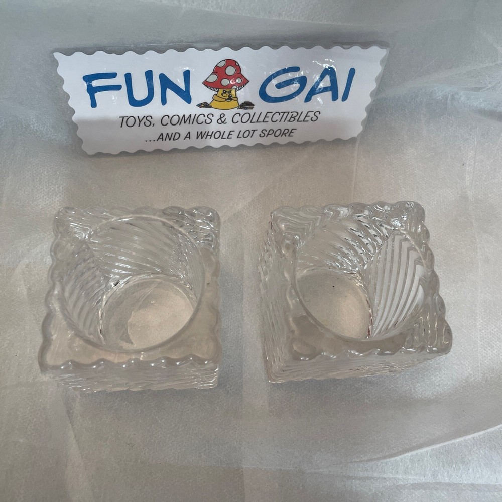 Square Glass Candle Holders Diagonal Pattern