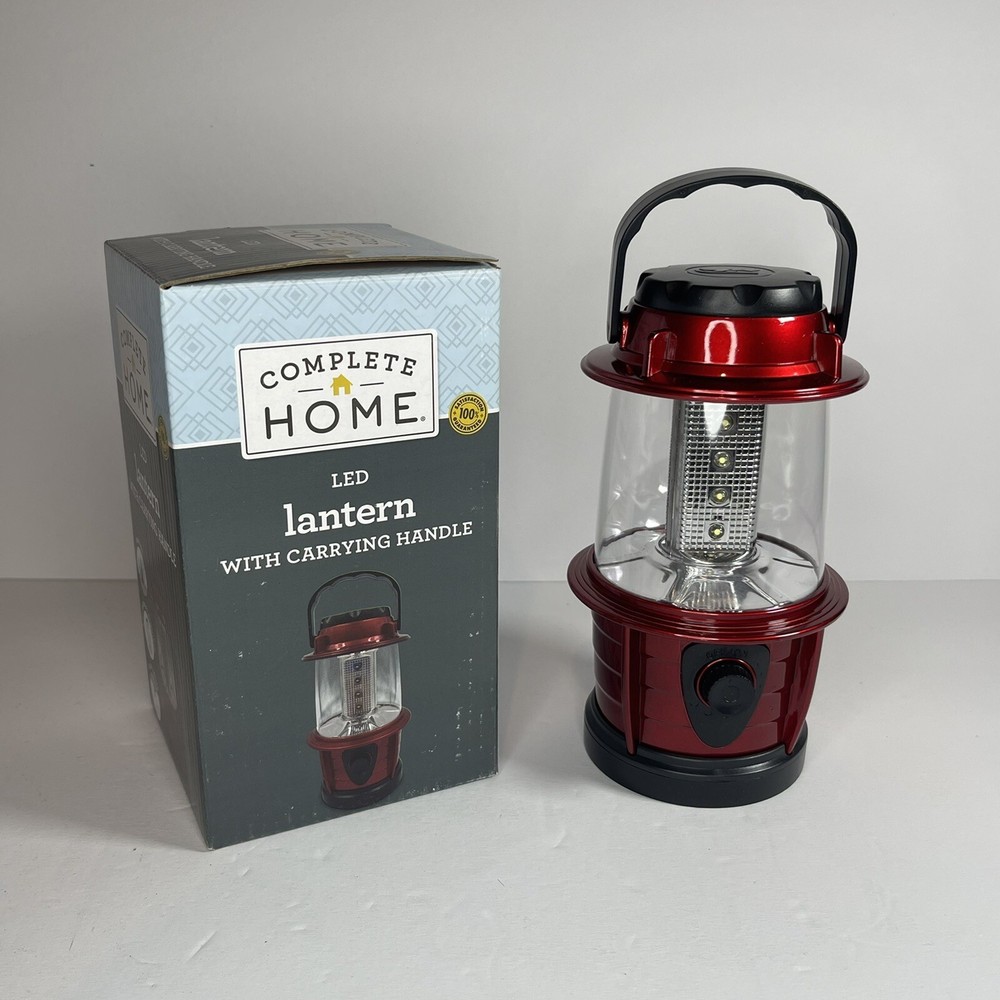 Complete Home LED Lantern Light with Carrying Handle Red Adjustable Brightness