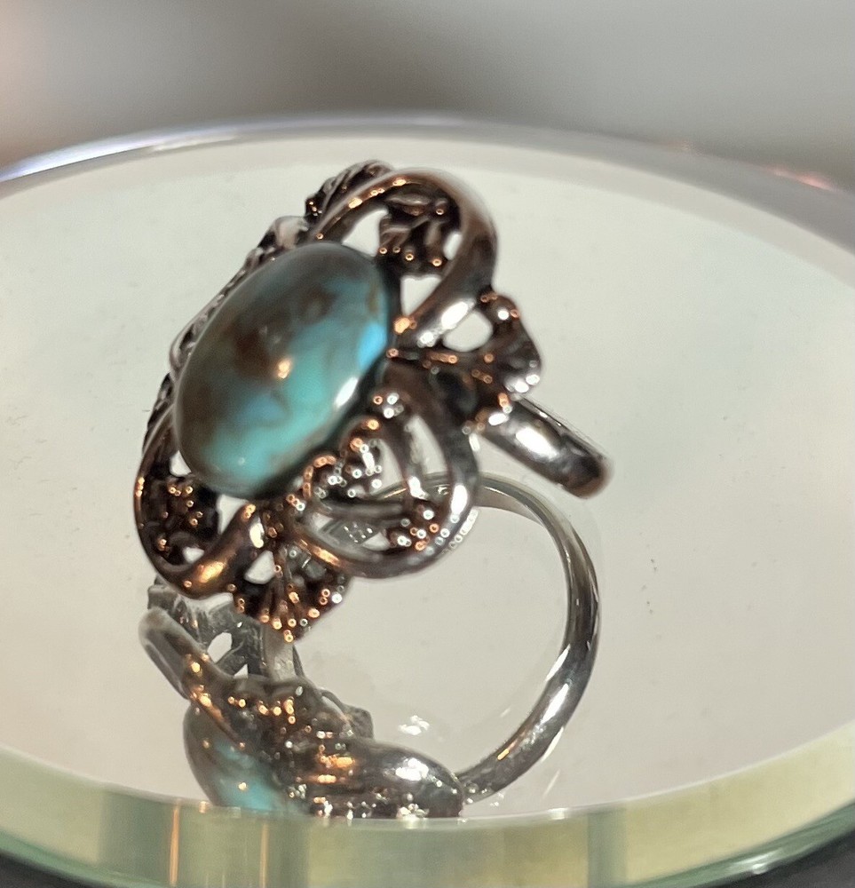 Vintage Flower Moon Silver Ring Size 6