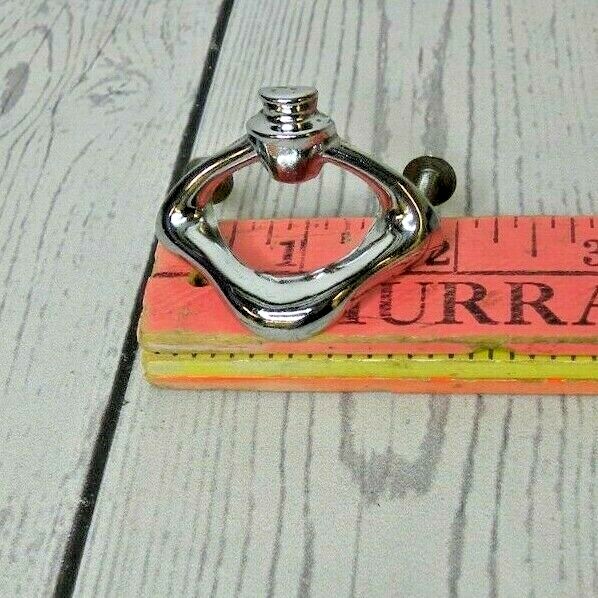 Vintage Chrome Small MidCentury Modern Deco Hardware Cabinet Handle Drawer Pull