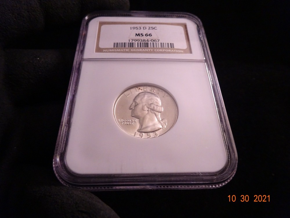 1953-D Washington Silver Quarter, NGC MS66