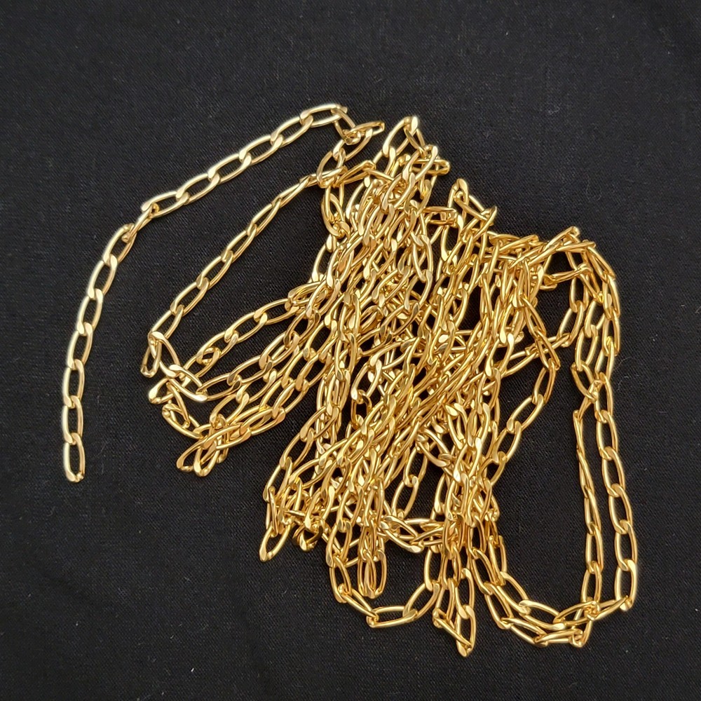 Gold Tone Herringbone Flat & Link Chains, Unfinished Bulk, No Closure