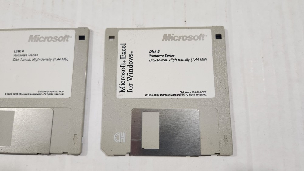 Vintage 3.5" Floppy Disks Microsoft Excel For Windows Disk 1-5
