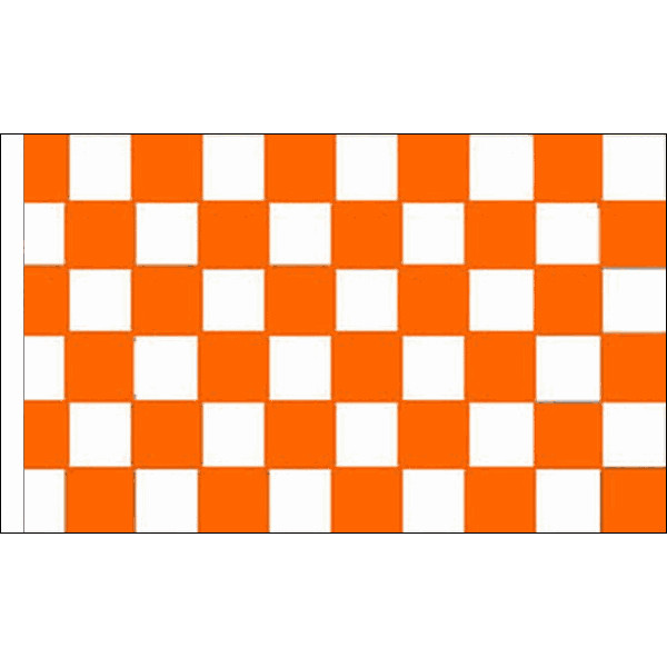 Orange & White Check Flag Table Hand Waving Flags Bunting Scrunchie Displays