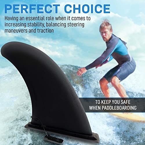 9" SUP Fin Replacement for Paddleboards - Quick Release, Tool-Free Install, Stab