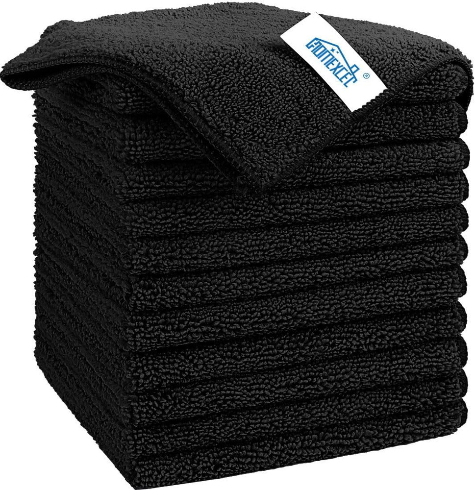 HOMEXCEL Black Microfiber Cleaning Cloth, 12 Pack Premium Small,