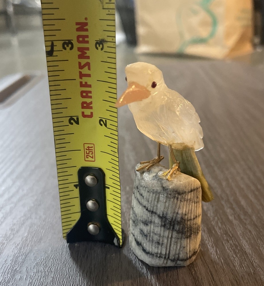 Quartz & Zebra Jasper Carved Stone Bird from Brazil (Code 999)