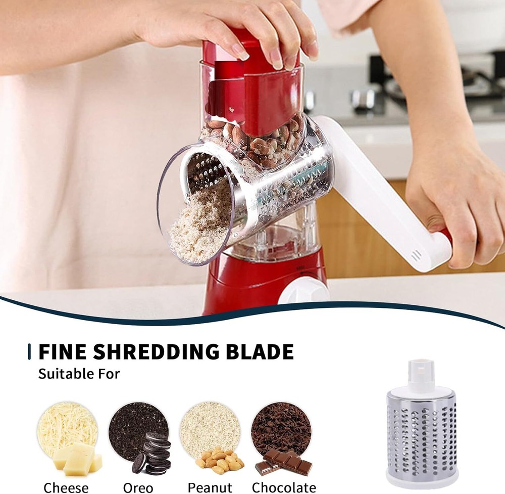 Rotary Cheese Grater with Replaceable Blade,Walnut PotatoCarrot Vegetable Slicer