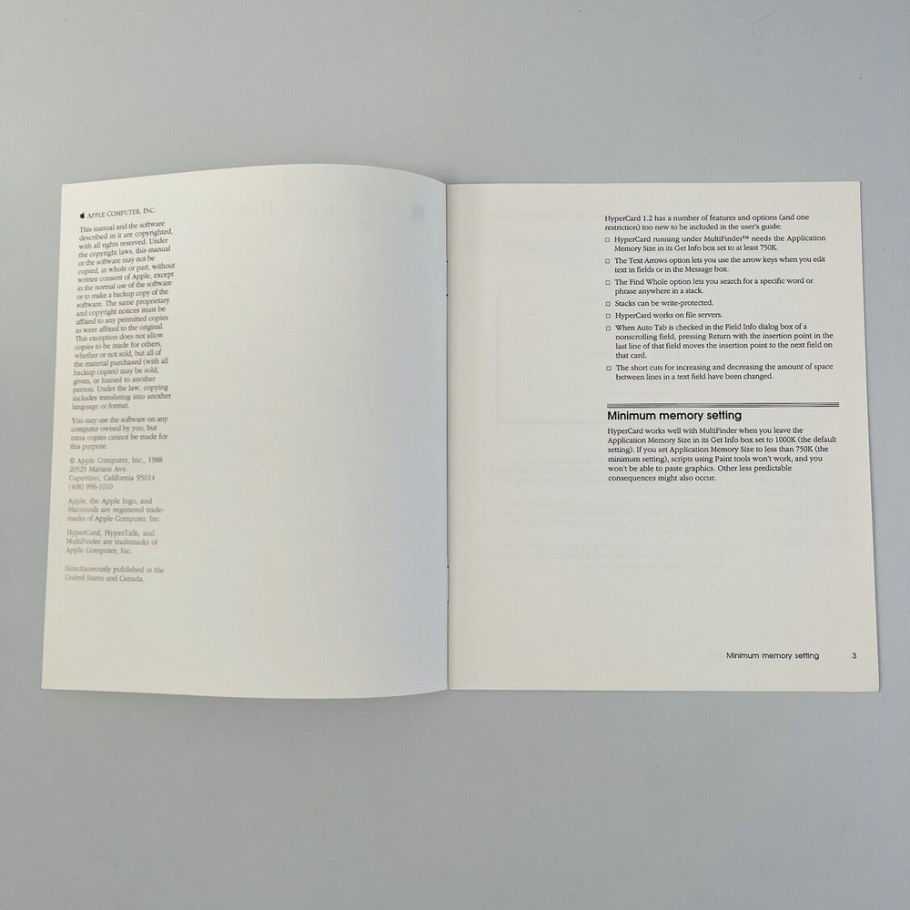 Apple Macintosh HyperCard User's Guide Manual VTG 1988 ...