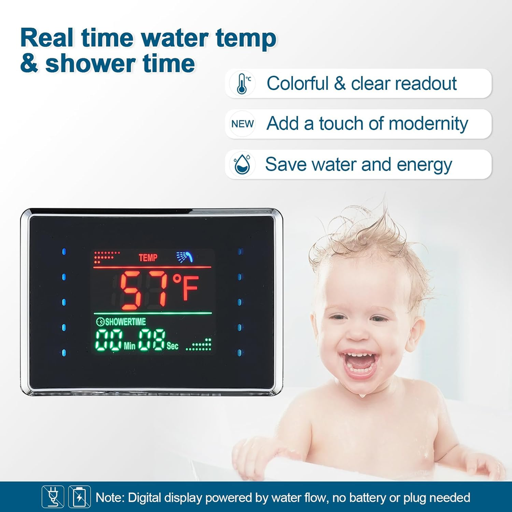 Led Shower Panel Tower System with Mist Rainfall Shower, Body Jets, Handheld and