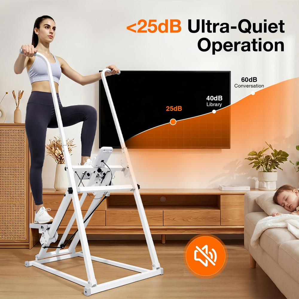Foldable Stair Stepper Machine with Handles - Adjustable Stepper for Home Cardio