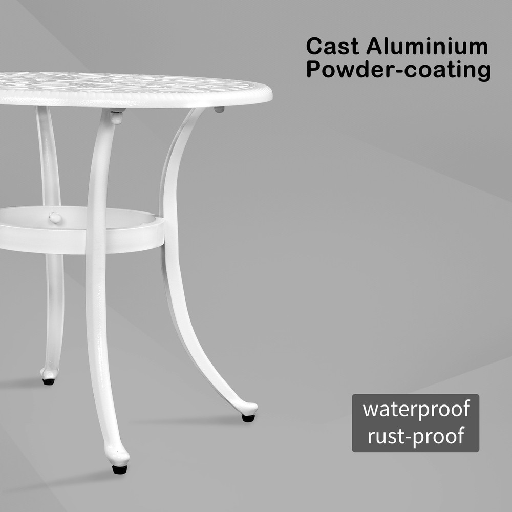 Phoenix Cast Aluminum Round Table, Patio End Table, Side Table