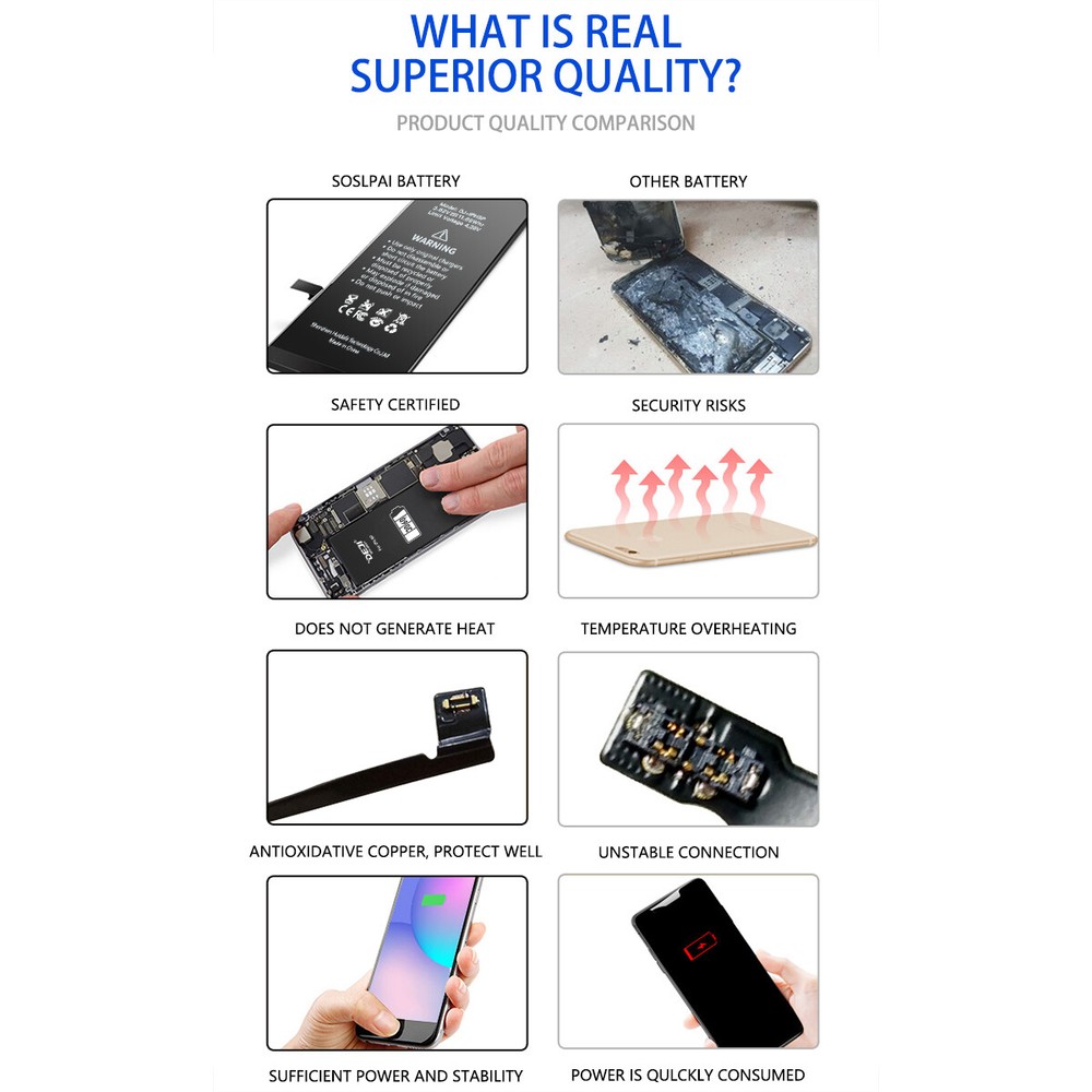 Battery Replacement High Capacity For Apple iPhone 12 11 Pro Max X 8/7 Plus