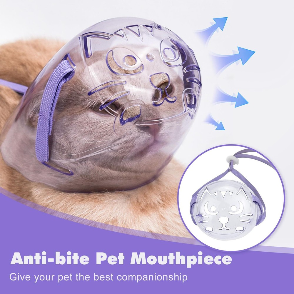 3PCS Cat Muzzle Set Transparent Muzzle Breathable Cat Hood from Biting Chewin...