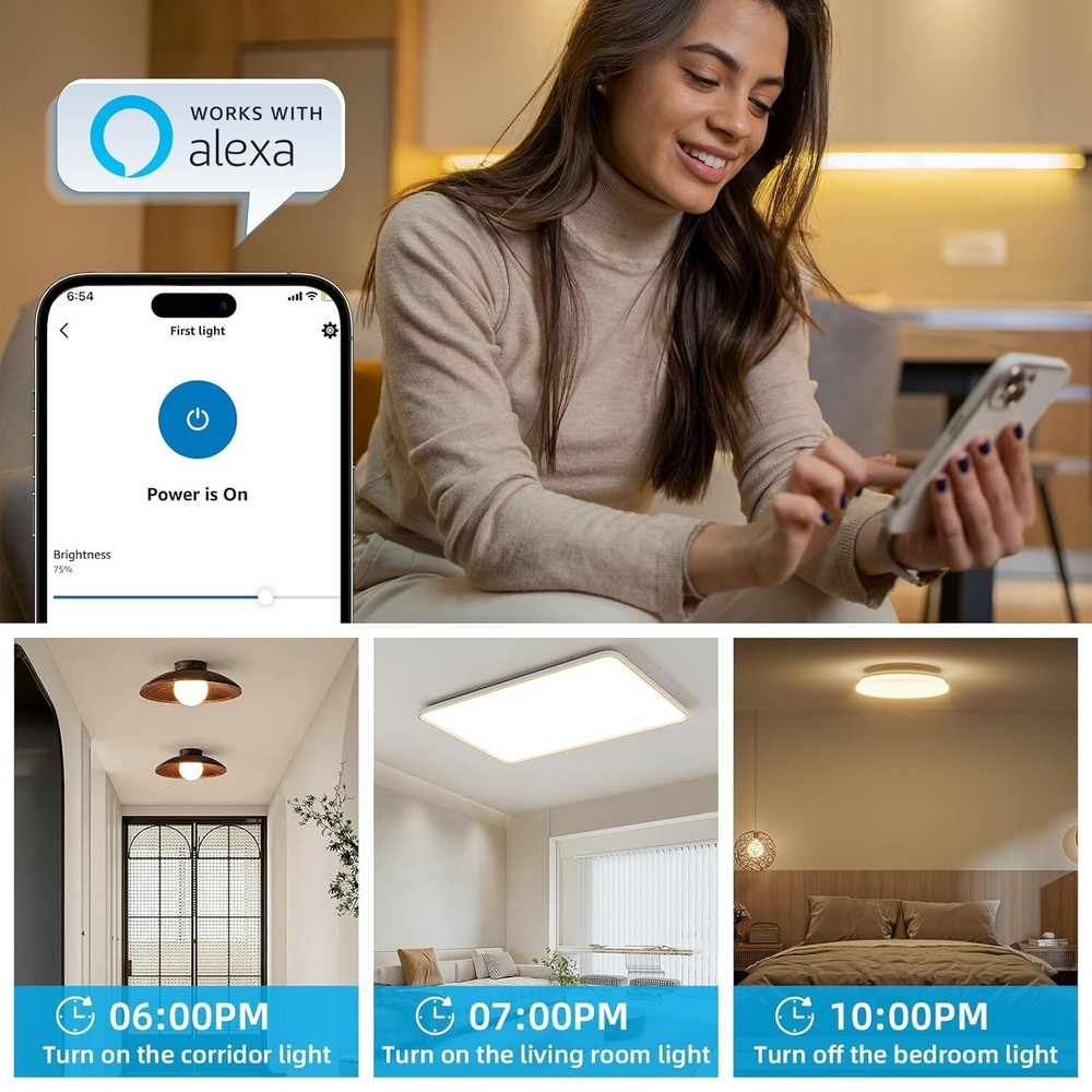 Smart Remote Light Switch, 2 Remotes for Multi-Location Control, Works with Alex