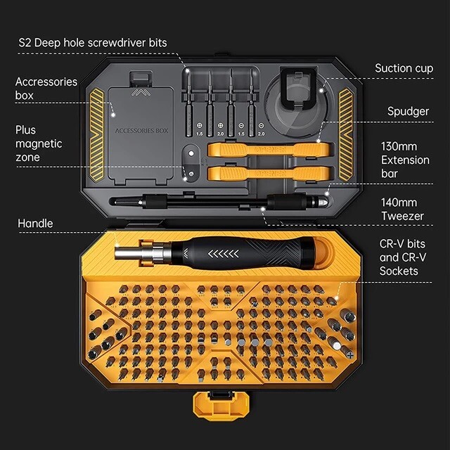145PC Precision Screwdriver Set for Computer PC Phone Laptop Repair Tool Kit Cel