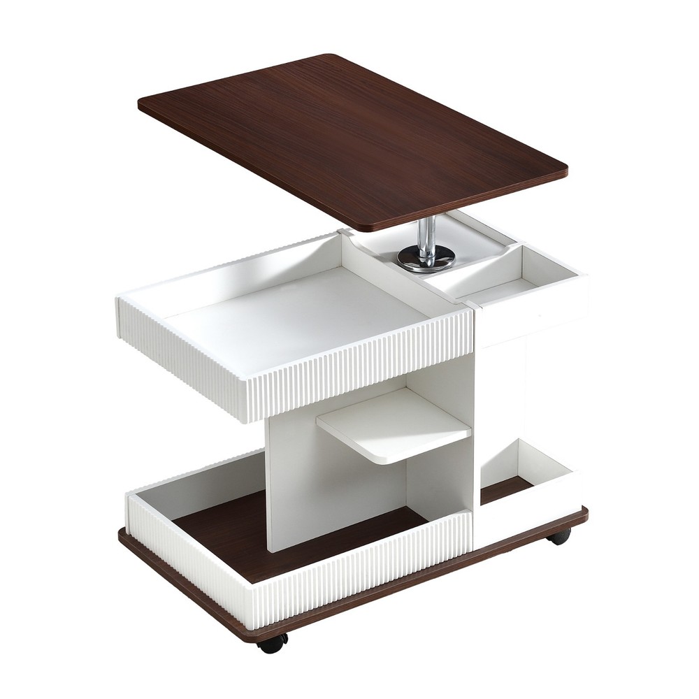 Modern multi-functional adjustable coffee table, wheels and height-adjustable
