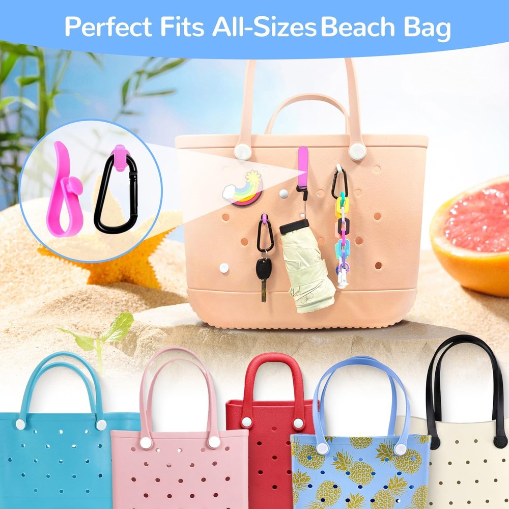 4Pcs Hooks Set Accessories Compatible for Bogg Bag, Insert Small, Pink