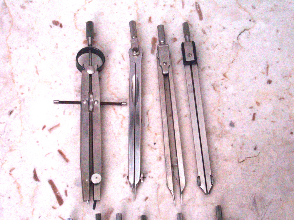 Vintage Compass Lot Drafting Engineering Tools Pickett, Ionic, Post, Germany