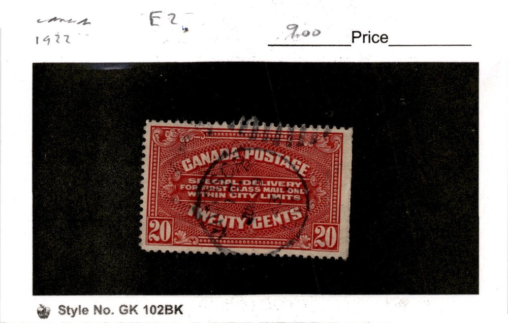 Canada, Postage Stamp, #E2 Used, 1922 Special Delivery (AD)