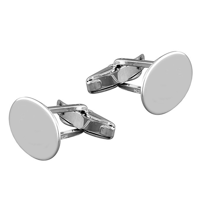 Solid Sterling Silver Oval Cut Cufflink Set Men's 925 Hallmarked British Made