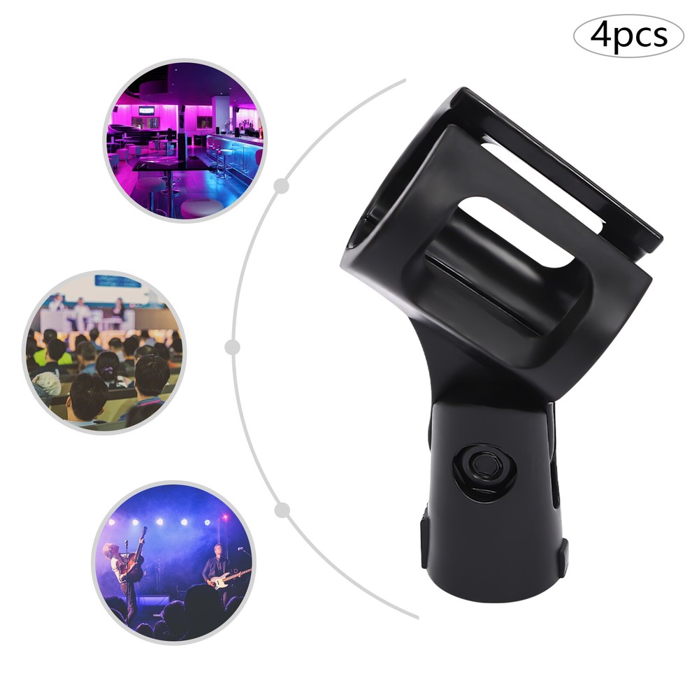 4 Pcs Adjustable Microphone Clip Holders for Wired/Wireless Mics