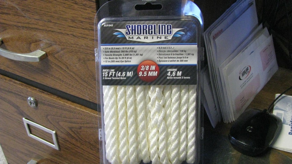 Dock Line, 15', 3/8", white, free shipping