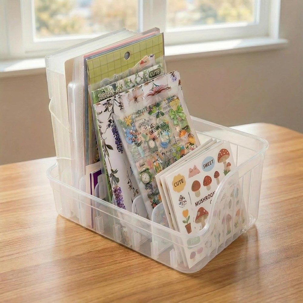 Sticker Storage Box Divider Organizer Clear