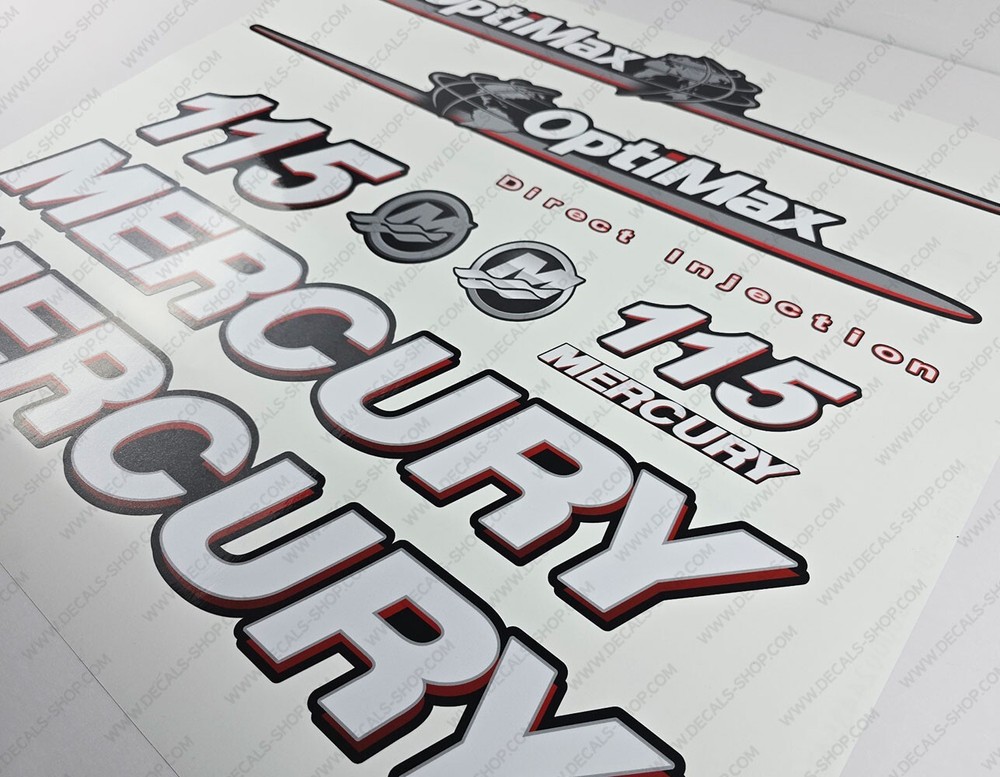 Mercury 115 hp Optimax outboard engine decals sticker set reproduction