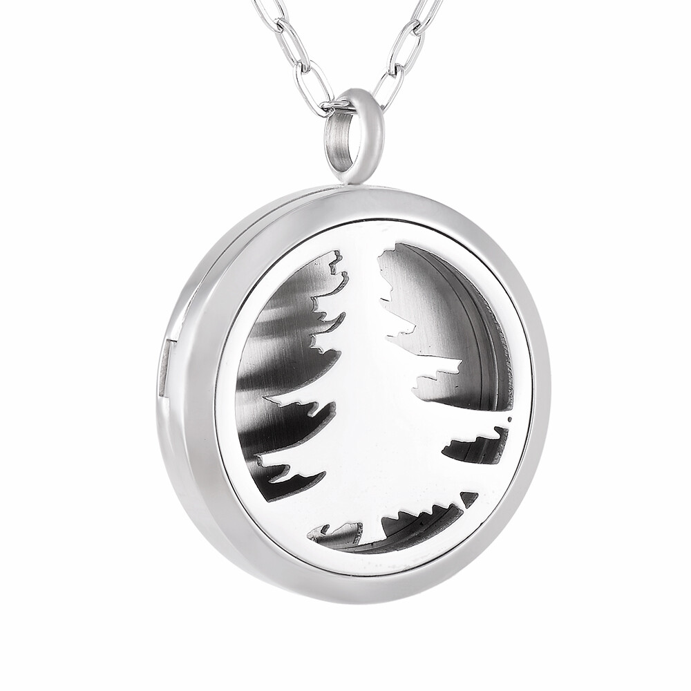 Openwork Christmas Tree  Perfume Aromatherapy Diffuser Pendant Necklace Gift