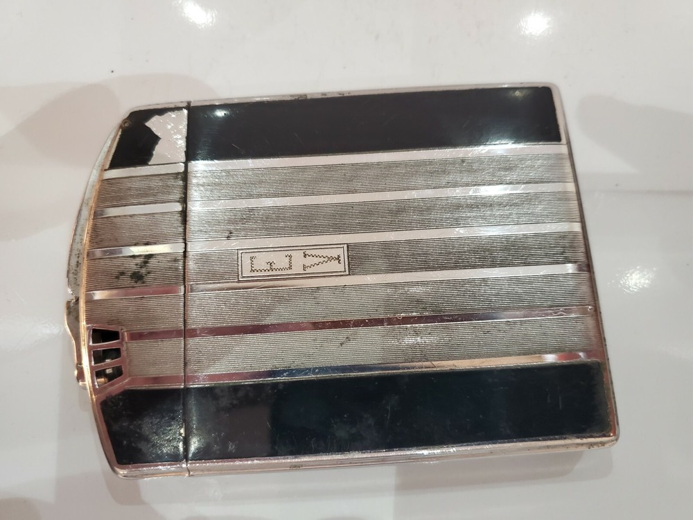 ANTIQUE Working Ronson TWENTYCASE Cigarette Case Lighter ENAMEL & SILVER 3082.14