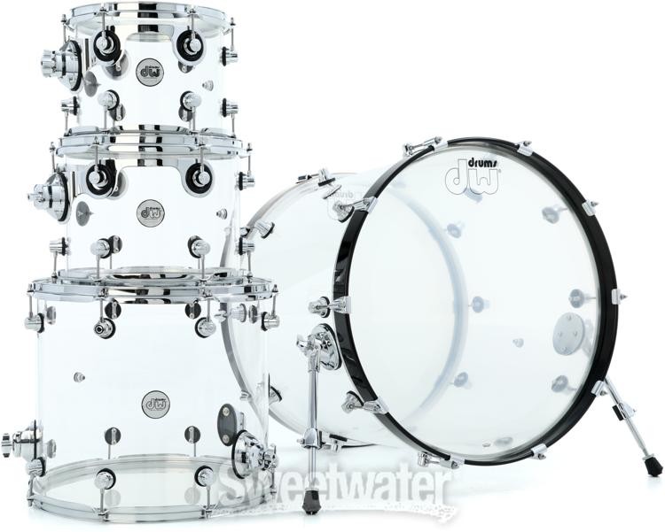 DW Design Series Clear Acrylic 4-Piece Drum Shell Pack