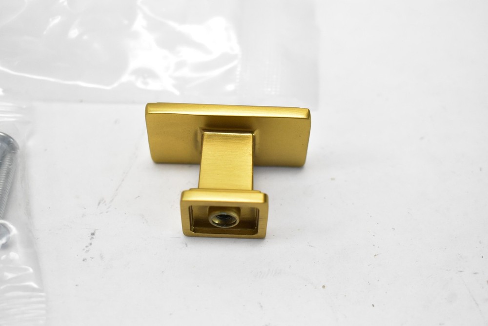 KOOFIZO Rectangular Cabinet Knobs 10 Pack Brushed Brass Cabinet Drawer Hardware