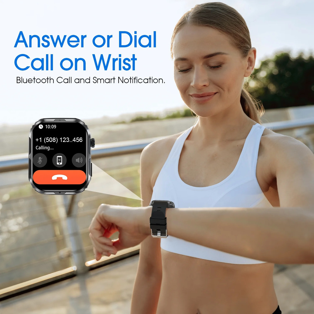 2024 Waterproof Smart Watch for Android/iOS with Bluetooth Call - Black