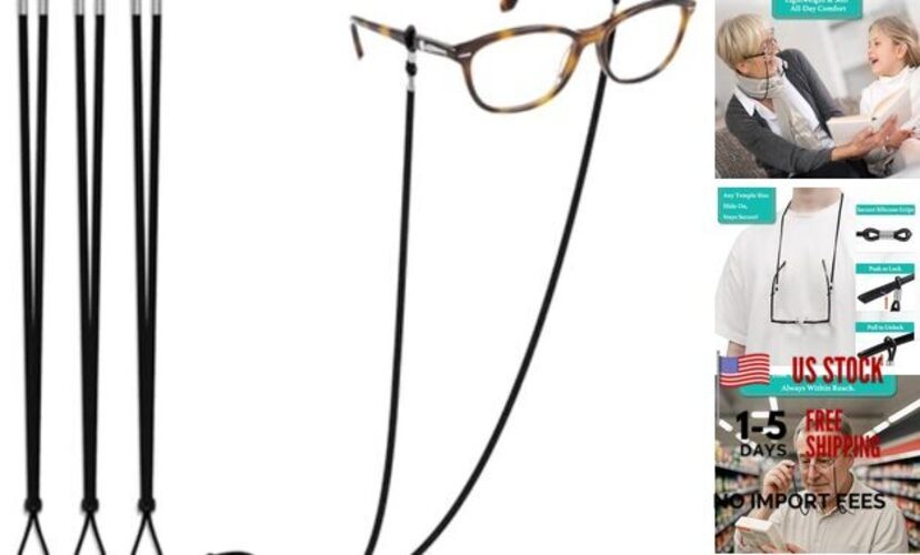 Extra Long Glasses Strap String with Secure Grip for Thick & Thin Arms -