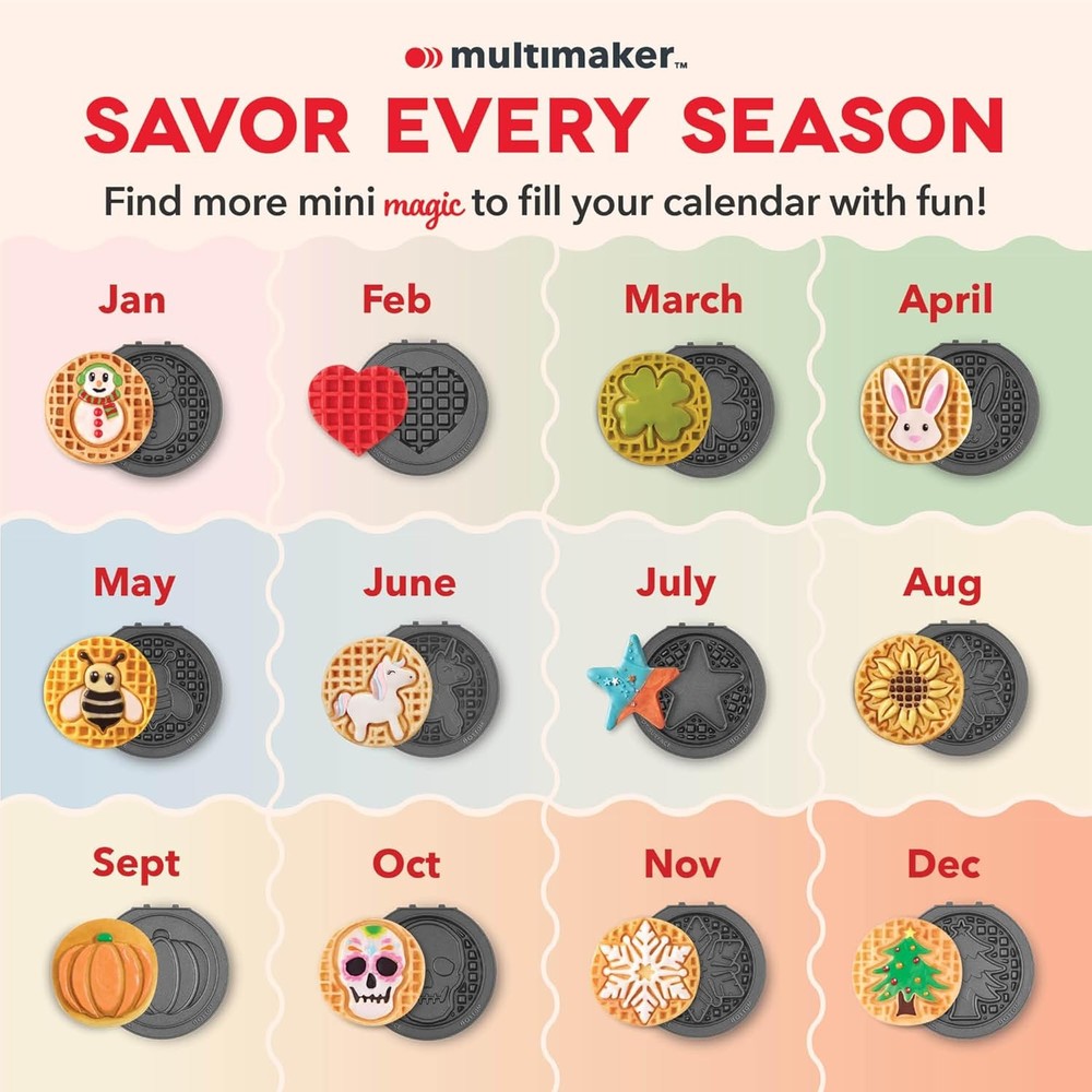 MultiMaker® Mini System Compact Waffle Maker Family Breakfasts Removable Griddle