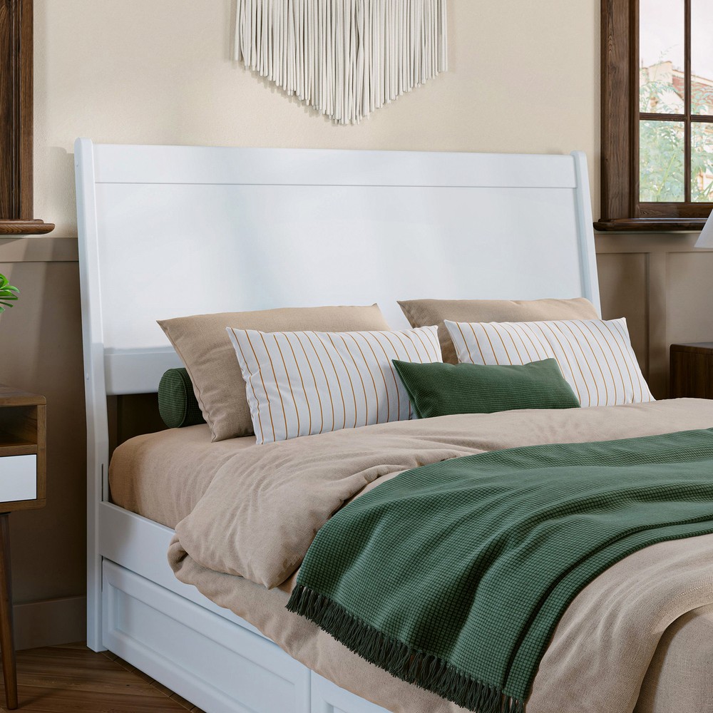 Casanova Full Solid Wood Panel Headboard in White
