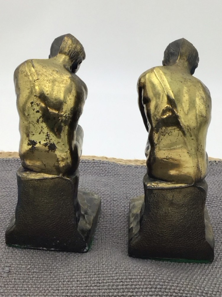 Vintage Brass "The Thinker" Bookends
