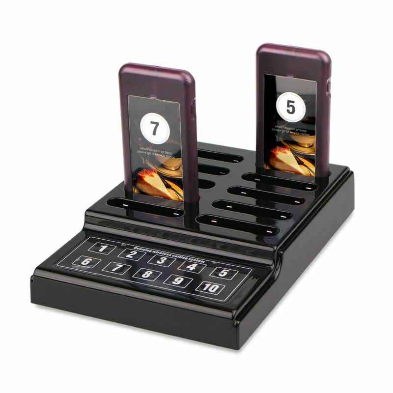 Wireless Restaurant Guest Waiter Calling Paging System Transmitter+10Call Pagers