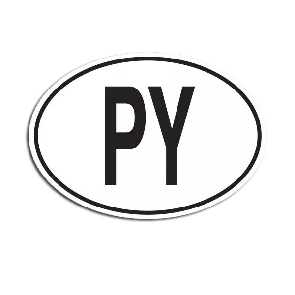 PY Paraguay Country Code Oval Sticker Decal